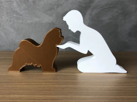 Boy and his Lhasa Apso 3D Print Model