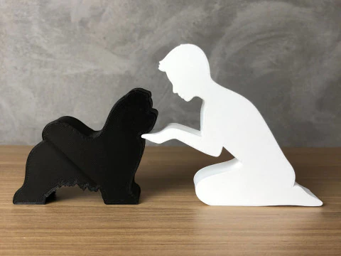 Boy and his Lhasa Apso 3D Print Model