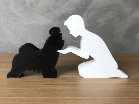 Boy and his Lhasa Apso 3D Print Model