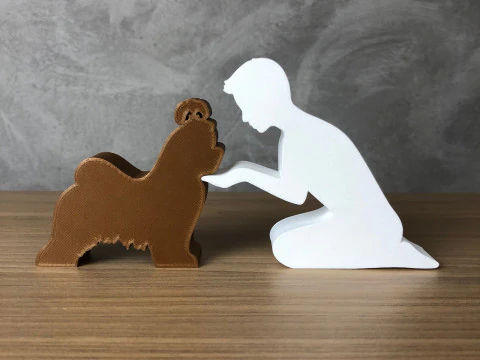 Boy and his Lhasa Apso 3D Print Model