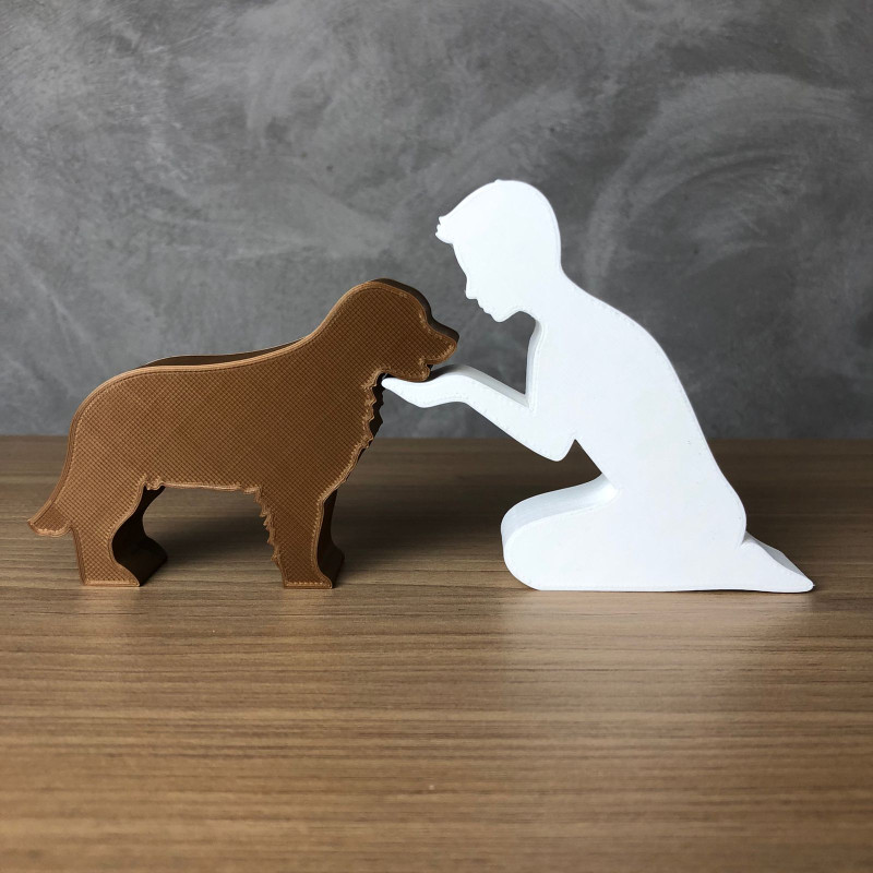 Boy and his Golden Retriever 3D-Druckmodell .c4d .max .obj .3ds .fbx .stl .blend 
