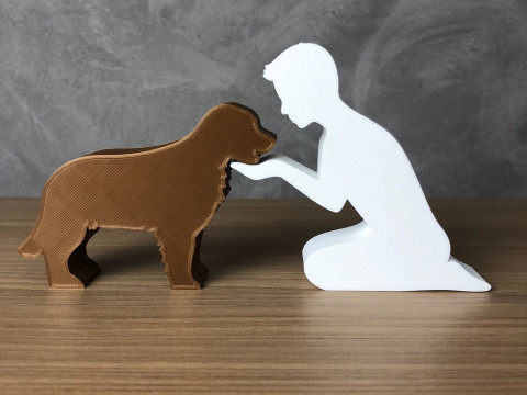 Boy and his Golden Retriever 3D Print Model