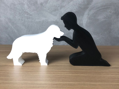 Boy and his Golden Retriever 3D-Druckmodell