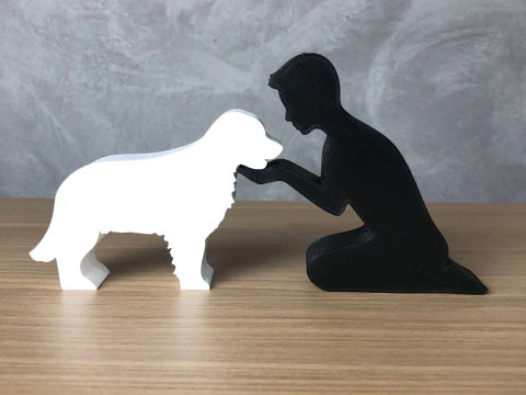 Boy and his Golden Retriever 3D Print Model