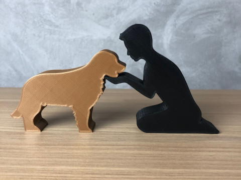 Boy and his Golden Retriever 3D-Druckmodell