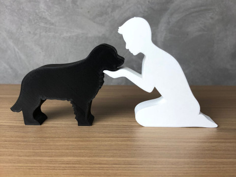 Boy and his Golden Retriever 3D-Druckmodell