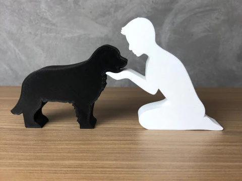 Boy and his Golden Retriever 3D Print Model