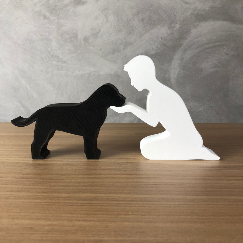 Boy and his Labrador Retriever 3D Print Model .c4d .max .obj .3ds .fbx .stl .blend 