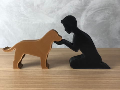 Boy and his Labrador Retriever 3D Print Model