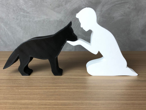 Boy and his German Shepherd 3D प्रिंट मॉडल