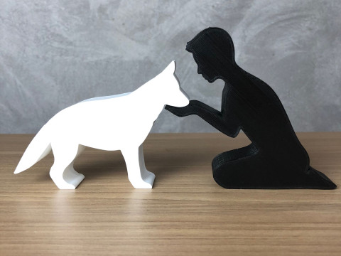 Boy and his German Shepherd Modelo de Impressão 3D