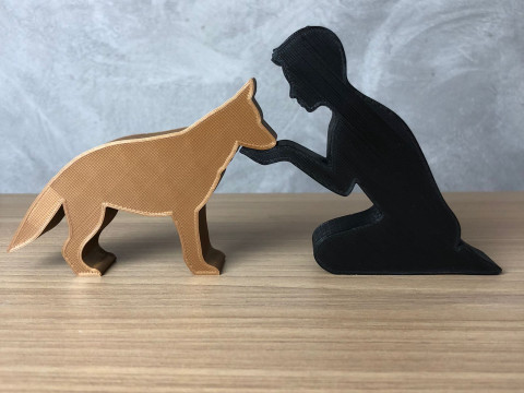 Boy and his German Shepherd Modelo de Impressão 3D