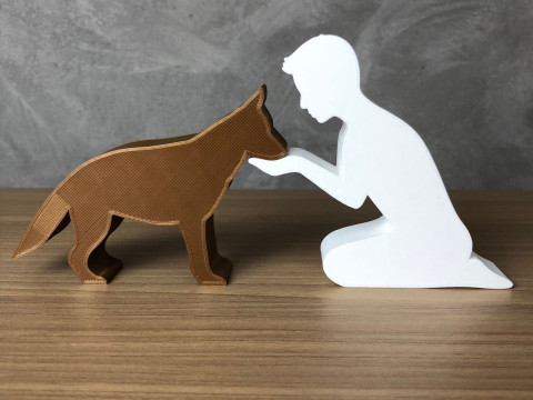 Boy and his German Shepherd Modelo de Impressão 3D