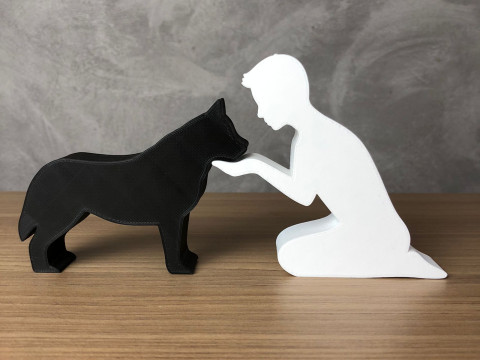 Boy and his Siberian Husky 3D 打印模型