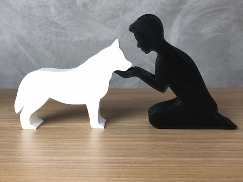 Boy and his Siberian Husky 3Dプリントモデル