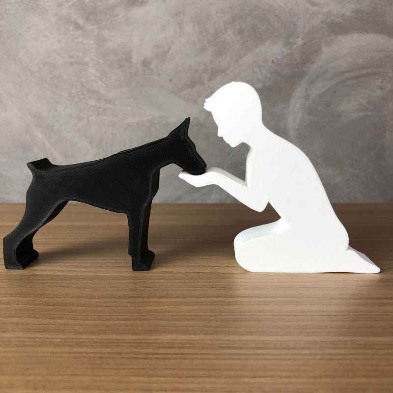 Boy and his Doberman 3D Print Model .c4d .max .obj .3ds .fbx .stl .blend