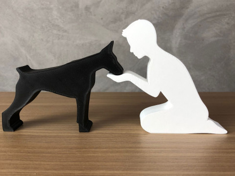 Boy and his Doberman 3D 프린트 모델