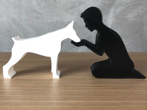 Boy and his Doberman 3D Print Model