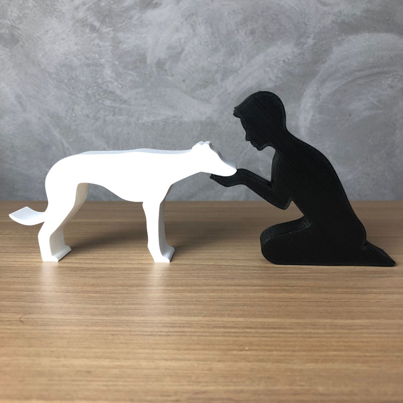 Boy and his Galgo 3D Принт Модель .c4d .max .obj .3ds .fbx .stl .blend