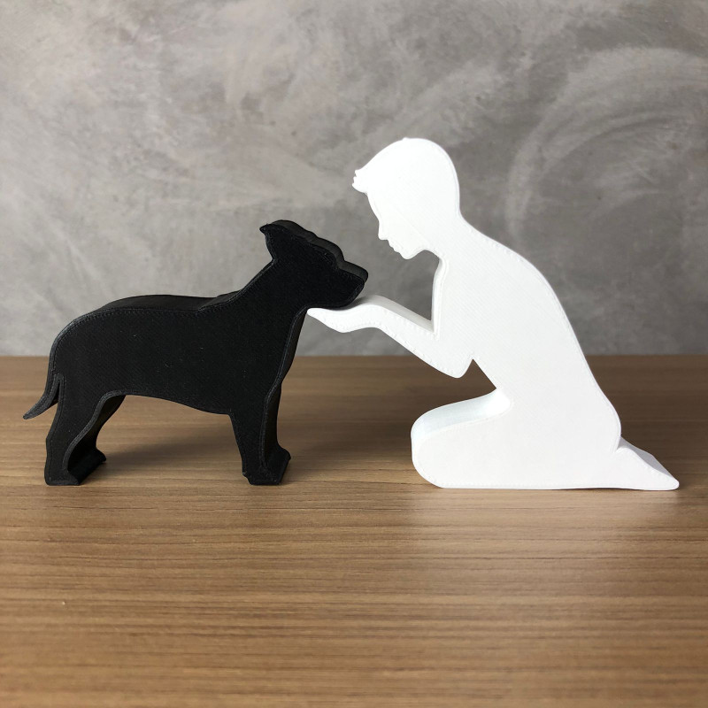 Boy and his American Staffordshire Terrier Modello di stampa 3D .c4d .max .obj .3ds .fbx .stl .blend 
