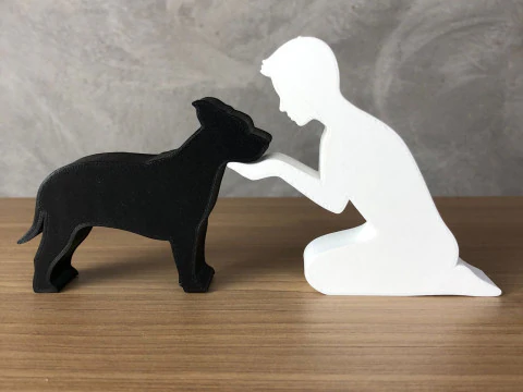Ragazzo e il suo American Staffordshire Terrier Modello di stampa 3D
