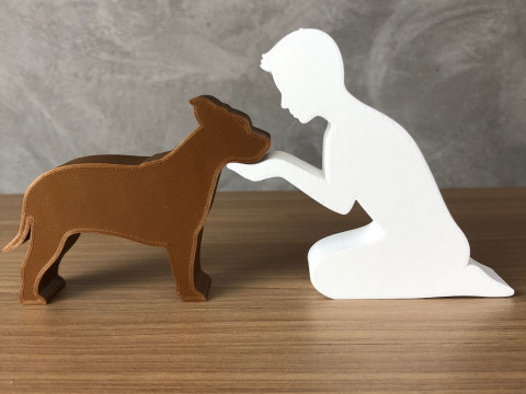 Boy and his American Staffordshire Terrier Modello di stampa 3D