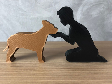 Boy and his American Staffordshire Terrier Modello di stampa 3D