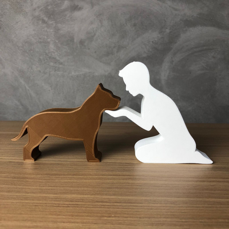 Boy and his Pitbull 3D Принт Модель .c4d .max .obj .3ds .fbx .stl .blend
