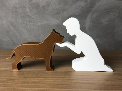 男孩和他的比特犬 3D 打印模型