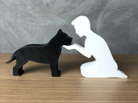 Boy and his Pitbull 3D Print Model