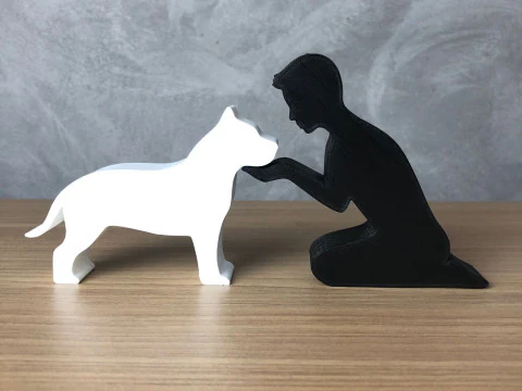 Boy and his Pitbull 3D Print Model