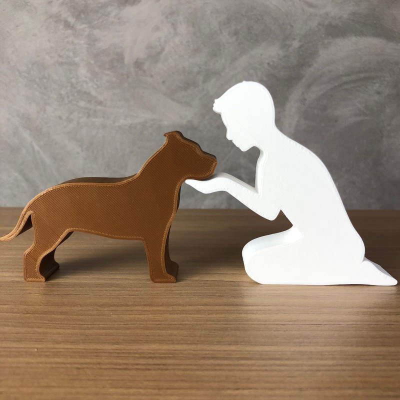 Boy and his Pitbull Modello di stampa 3D .c4d .max .obj .3ds .fbx .stl .blend