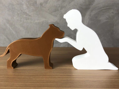 Jongen en zijn Pitbull 3D printmodel