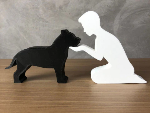 Boy and his Pitbull 3D Print Model