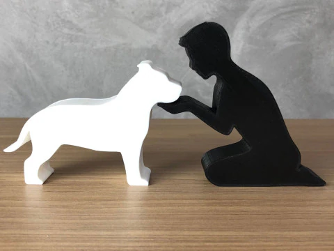 Boy and his Pitbull 3D Print Model