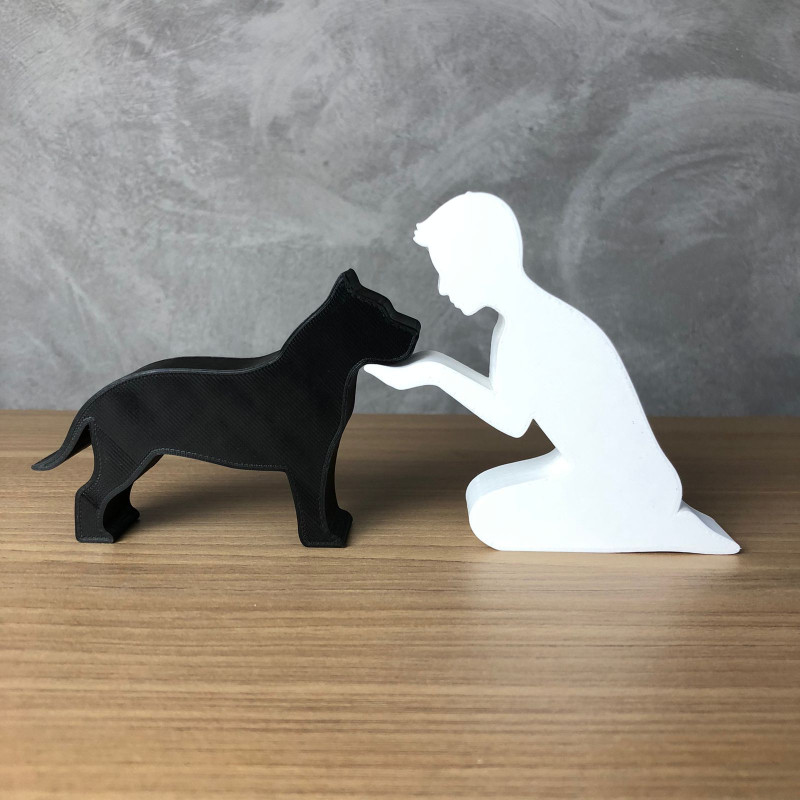 Boy and his American Bully 3D Baskı Modeli .c4d .max .obj .3ds .fbx .stl .blend 
