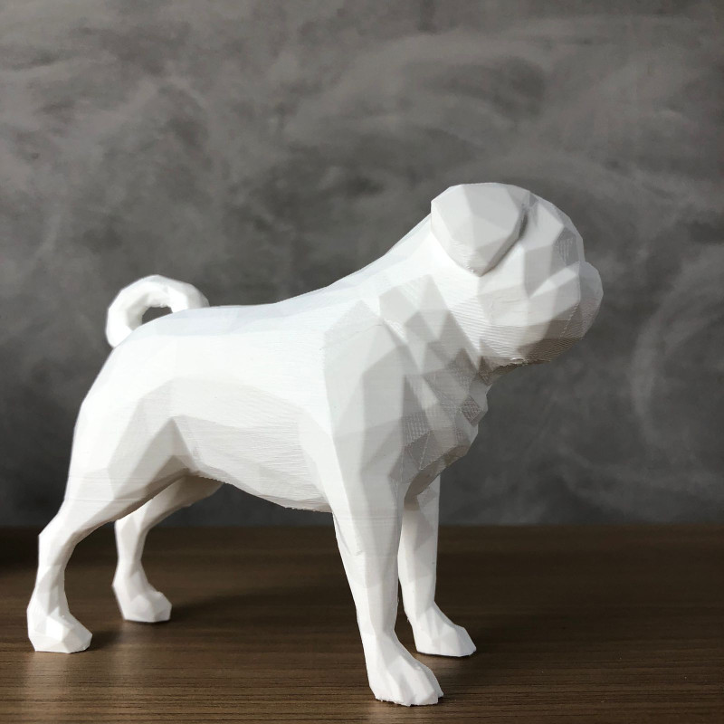 Low Poly Pug 3D Принт Модель .c4d .max .obj .3ds .fbx .stl .blend 