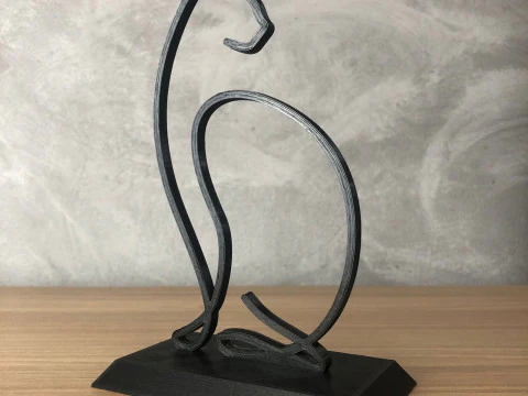 Cat Line Art 3D Print Model