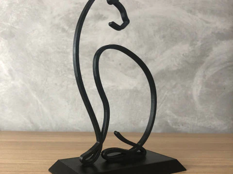 Cat Line Art 3D Print Model