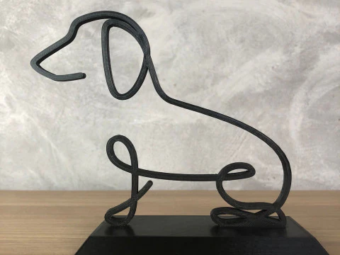 Dachshund Line Art 3D Print Model