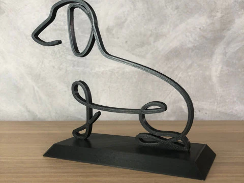 Dachshund Line Art 3D Print Model