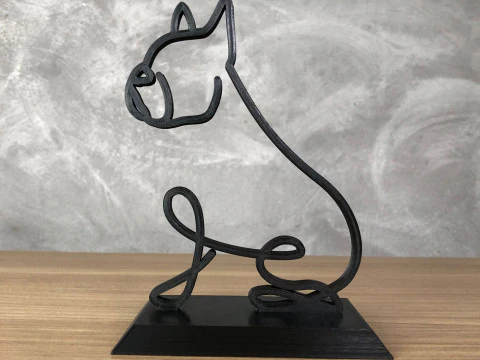 French Bulldog Line Art 3D Print Model