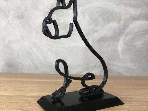 French Bulldog Line Art 3D Print Model