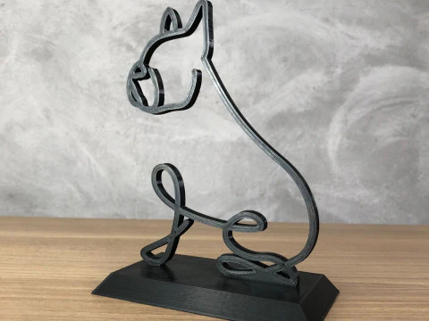French Bulldog Line Art 3D Print Model