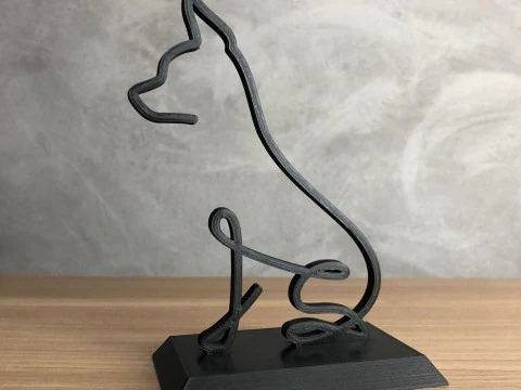 Pinscher Line Art 3D Print Model
