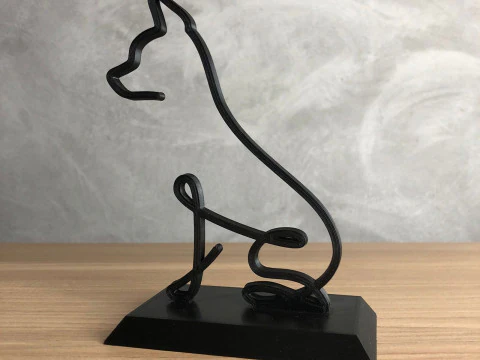 Pinscher Line Art 3D Print Model