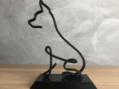 Pinscher Line Art 3D Print Model