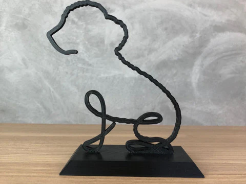 Poodle Line Art 3D Print Model