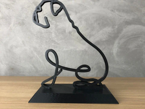 Pug Line Art 3D Print Model