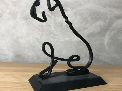 Pug Line Art 3D Print Model